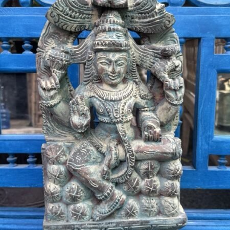 Antique Wooden Laxmi Figure – Hand Carved White Washed God Panel from 1890
