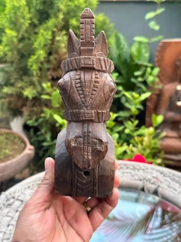 1700's Antique Old Wooden Hand Carved Original Tibetane Rare Horse Figurine1