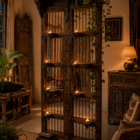 Antique Wooden Candle Stand / Room Divider