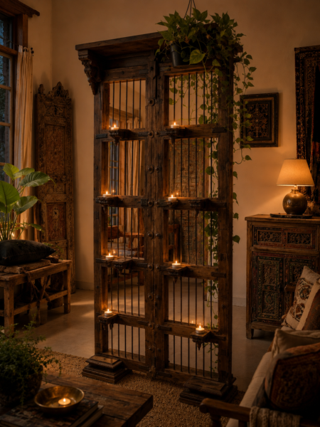 Antique Wooden Candle Stand / Room Divider