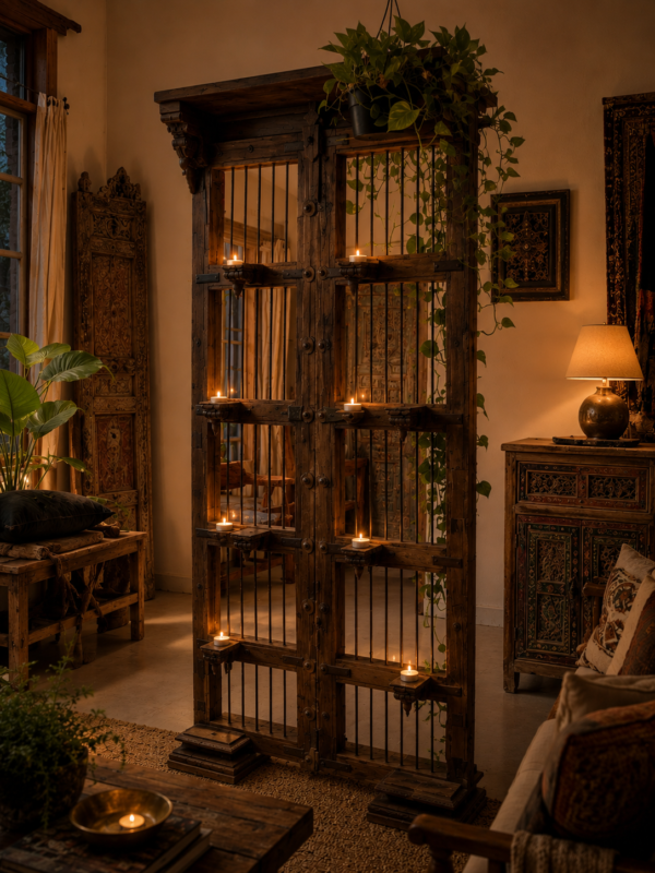 Antique Wooden Candle Stand / Room Divider