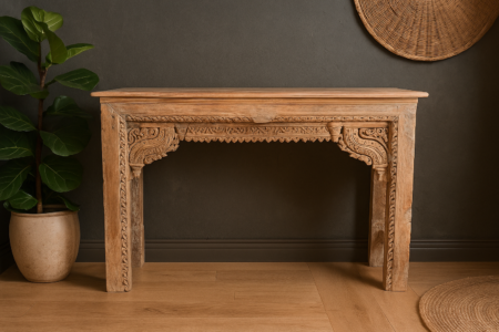 Handcarved Wooden Console table