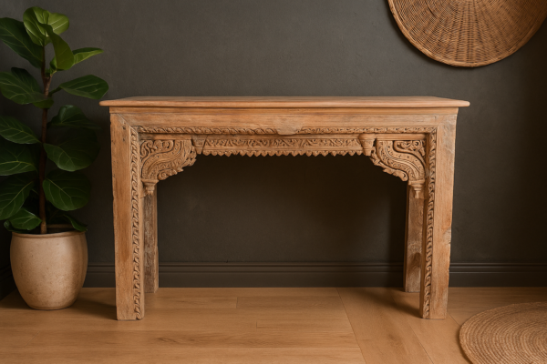 Handcarved Wooden Console table