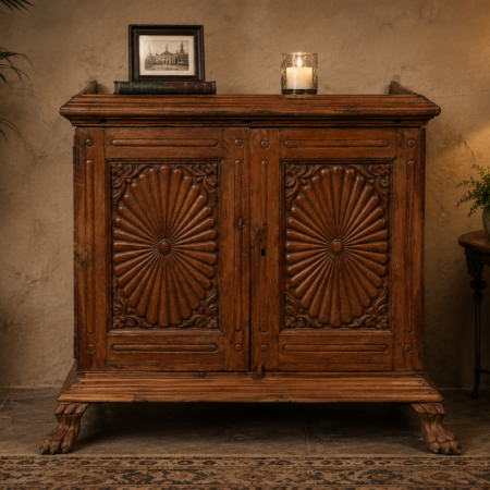 Antique Teak Wood Hand-Carved Cabinet
