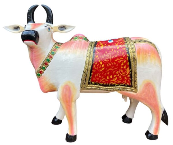 Handcrafted Wooden Cow Sculpture
