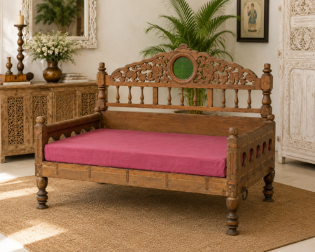 Hand carved sofa with brass & copper work