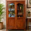 Vintage Wooden Glass Solid Wood Storage Cabinet