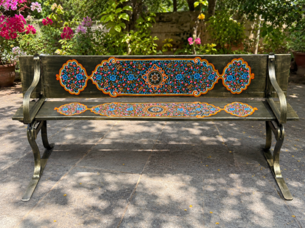 Vintage Hand-Painted Convertible Bench & Table