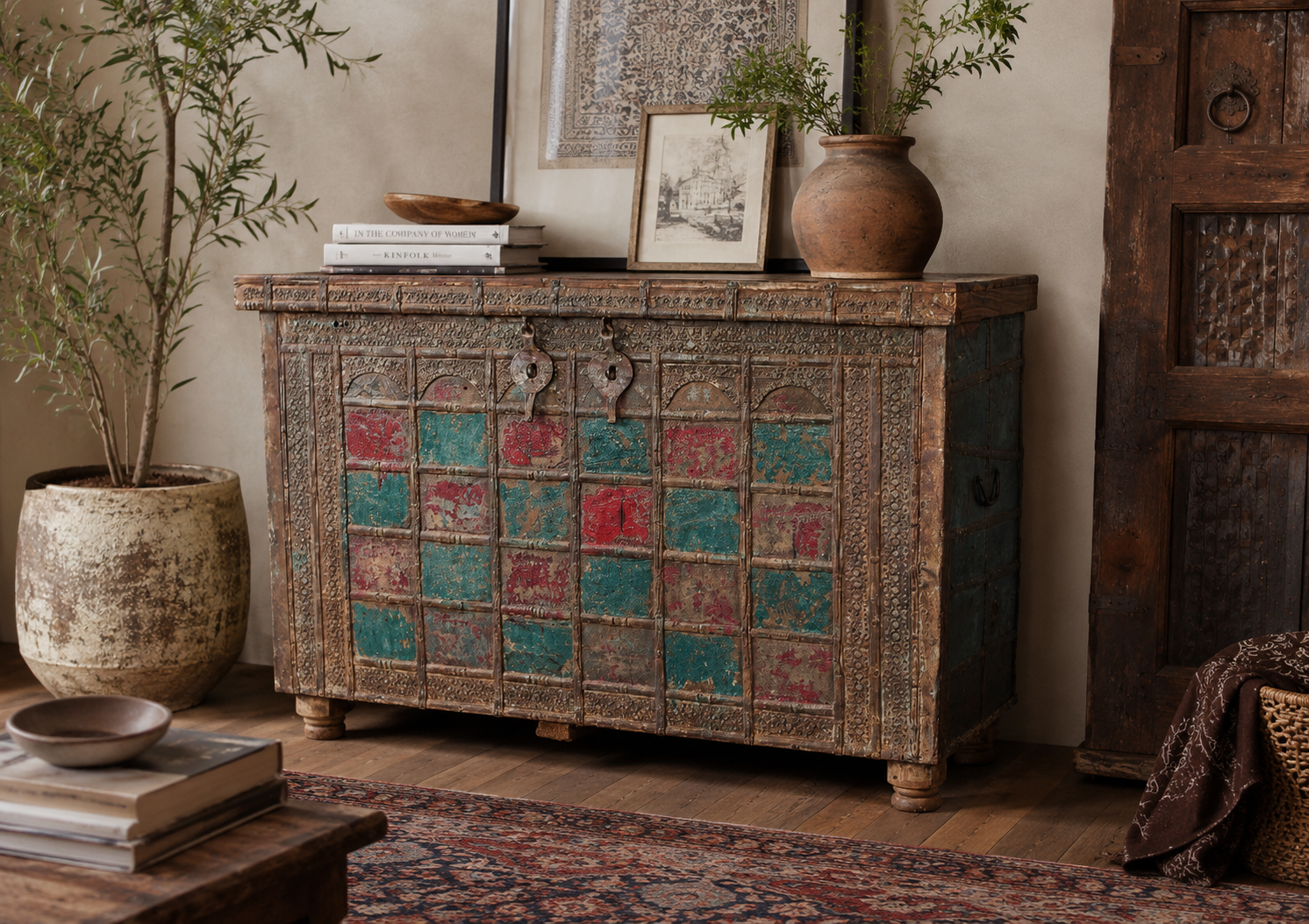 Wooden Damchiya Hand Made Iron Work & Hand Painted