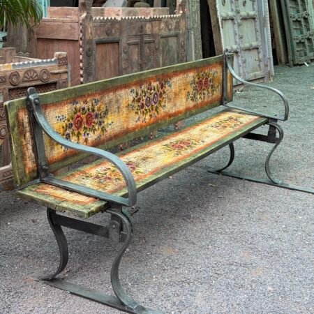Vintage Hand-Painted Convertible Bench & Table