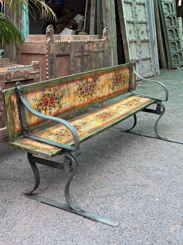 Vintage Hand-Painted Convertible Bench & Table