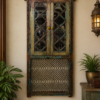 Vintage Reclaimed Wood Wall Cabinet with Glass Doors | Rustic Hanging Storage Cabinet