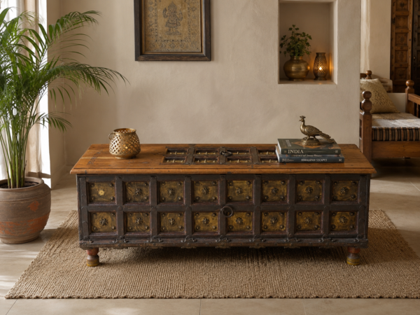 Vintage Brass Panel Coffee Table2