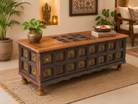 Vintage Brass Panel Coffee Table