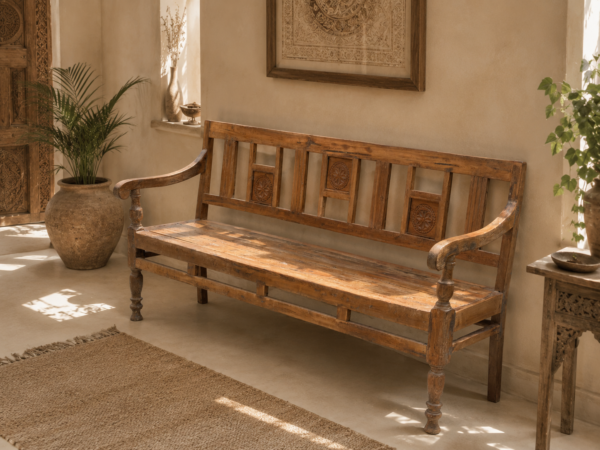 Vintage Reclaimed Wood 3-Seater Bench