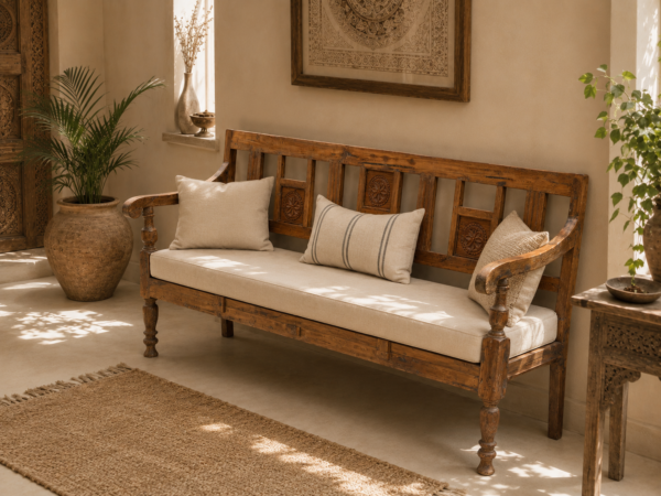 Vintage Reclaimed Wood 3-Seater Bench1