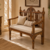 Traditional Hand-Carved Teak Wood Bench