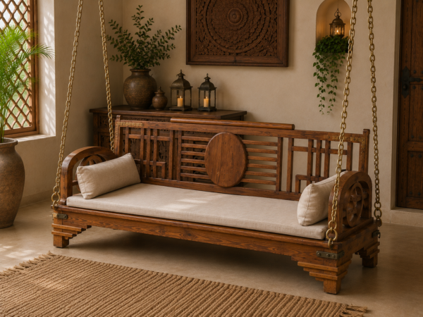 Vintage Teak Wood Daybed Bench1