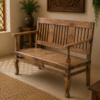 Handcrafted Vintage Solid Teak Wood Two-Seater Bench