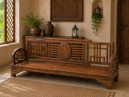 Vintage Teak Wood Daybed Bench