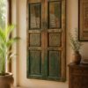 Antique Indian Distressed Wooden Door Panels Wall Art