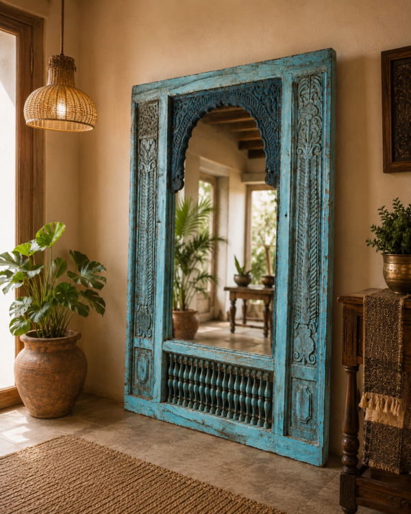 Carved Wooden Floor Mirror 1
