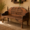 Vintage Solid Wood Carved Bench