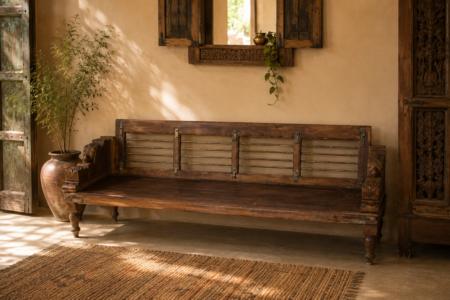 Handcrafted Rustic Wooden Bench
