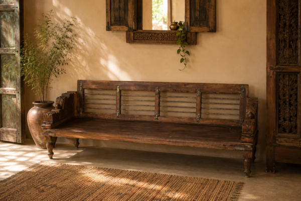 Handcrafted Rustic Wooden Bench