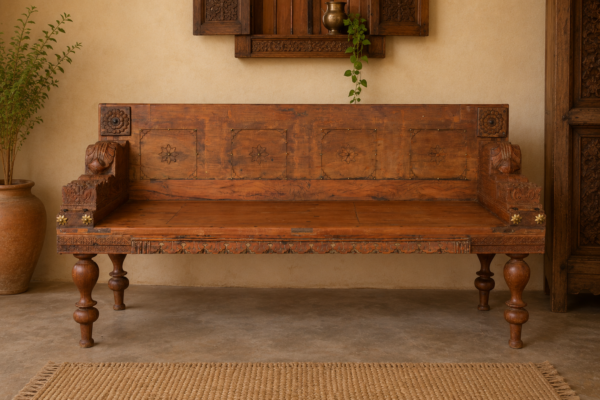 Handcrafted Rustic Wooden Bench | Vintage Farmhouse Solid Wood Seating12