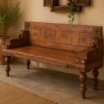 Handcrafted Rustic Wooden Bench | Vintage Farmhouse Solid Wood Seating1