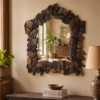 Handcrafted Reclaimed Wood Patchwork Wall Mirror – Rustic Vintage Decor2