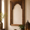 Handcrafted Carved Wooden Arch Wall Frame | Vintage Rustic Solid Wood Decorative Wall Accent | Traditional Moroccan Style
