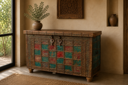 Vintage Wooden Dhamchiya Storage Chest2