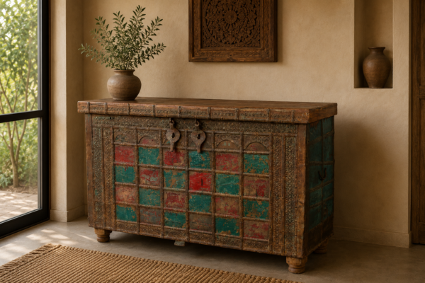 Vintage Wooden Dhamchiya Storage Chest2