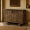 Vintage Wooden Dhamchiya Storage Chest