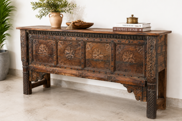 Hand Carved Wooden Storage Chest1