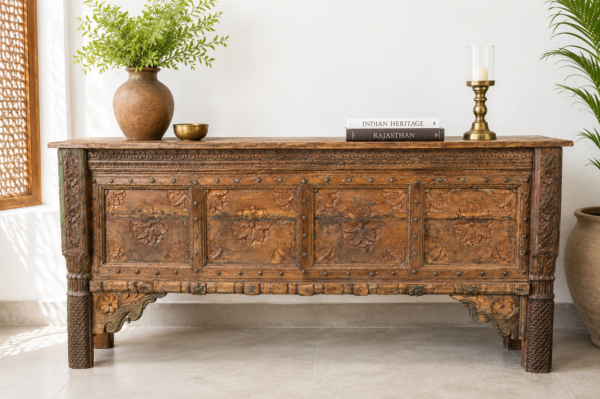 Hand Carved Wooden Sideboard