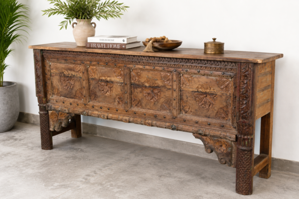 Hand Carved Wooden Sideboard1