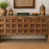 Handcrafted Vintage Reclaimed Wood Console Table with Rustic Distressed Finish for Entryway and Living Room