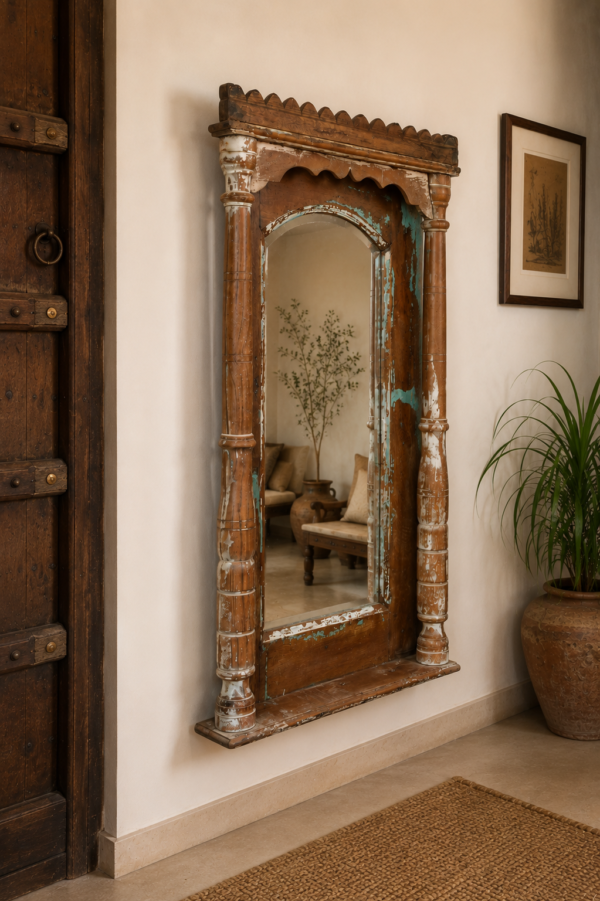 Rustic Wooden Wall Mirror1