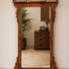 Antique Wooden Full Length Mirror handcrafted from reclaimed solid wood with rustic vintage carved frame for bedroom and hallway décor.2