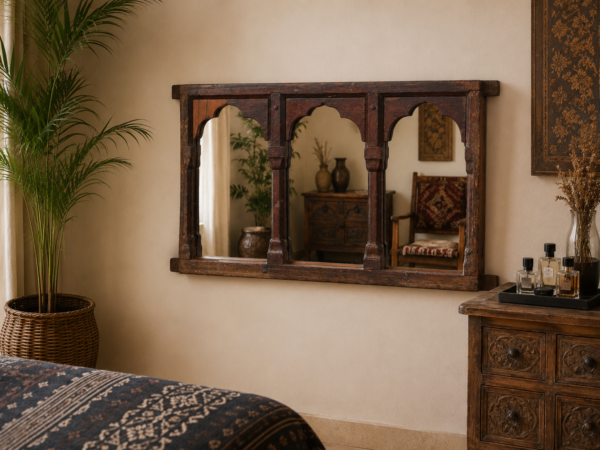 Vintage Wooden Wall Mirror1