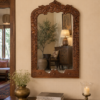 Handcrafted Carved Wooden Wall Mirror – Vintage Indian Rustic Decor3