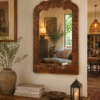 Handcrafted Carved Wooden Wall Mirror – Vintage Indian Rustic Decor2