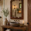 Handcrafted Carved Wooden Wall Mirror – Vintage Indian Rustic Decor