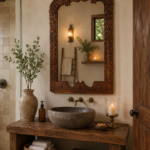 Handcrafted Carved Wooden Wall Mirror – Vintage Indian Rustic Decor