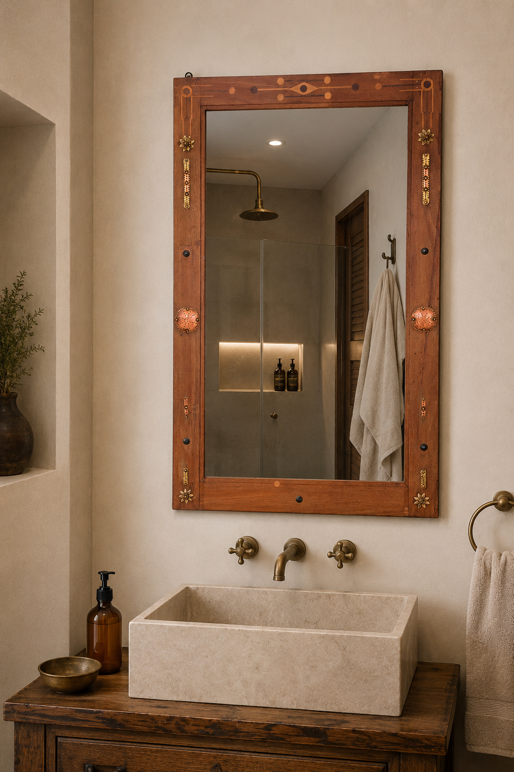 Handcrafted Wooden Wall Mirror1