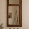 Handcrafted Wooden Wall Mirror with Shelf 46 Inch | Rustic Carved Decorative Wall Mirror3