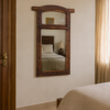 Handcrafted Wooden Wall Mirror with Shelf 46 Inch | Rustic Carved Decorative Wall Mirror1